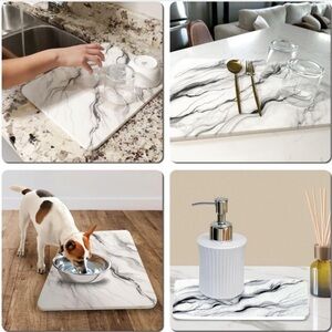 Stone Dish Drying Mat with Absorbent Stone (multiple uses)(NWT)marble..16x12in